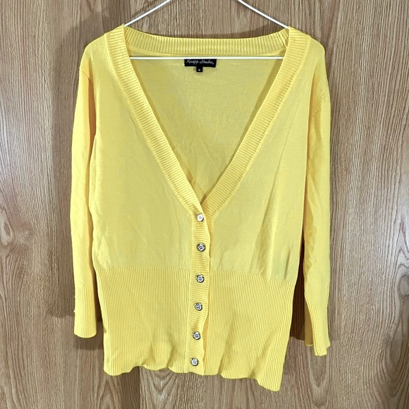 Bright Yellow Cardigan Knit Career Sweater - Picture 1 of 6